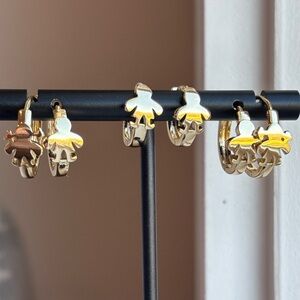 3 Pairs Kid Figure Hoop Earrings Grandma, Teacher, Mother’s Day Gift Gold Plated